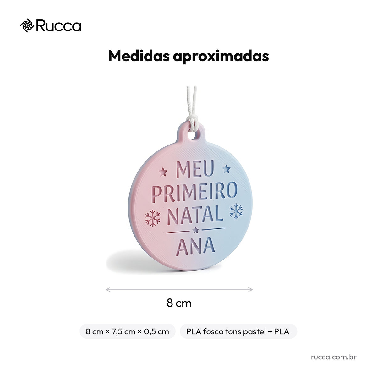 Enfeite Meu Primeiro Natal com Nome do Bebê — Rucca 3D