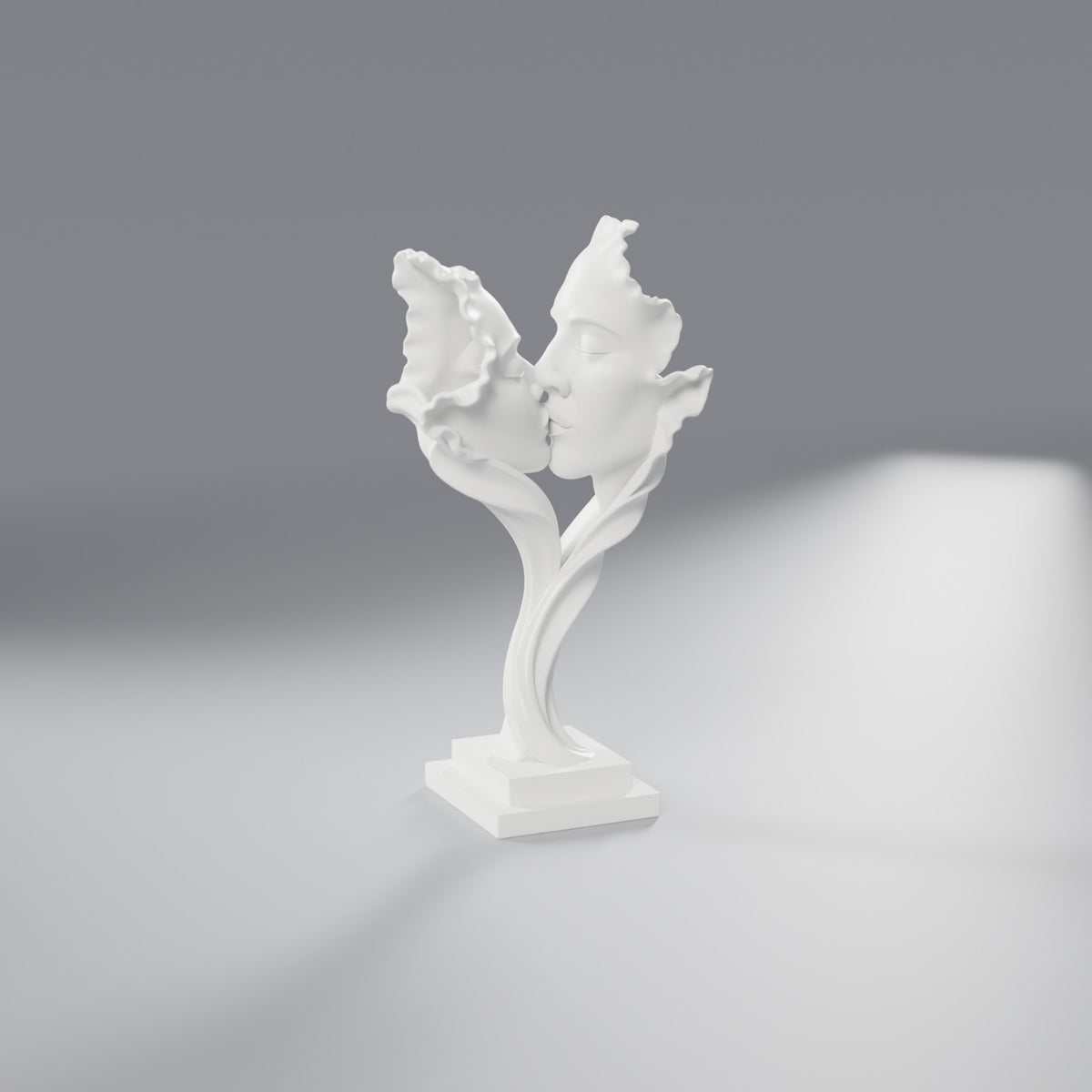 Escultura Beijo Abstrato Decorativa 24 cm, Branco
