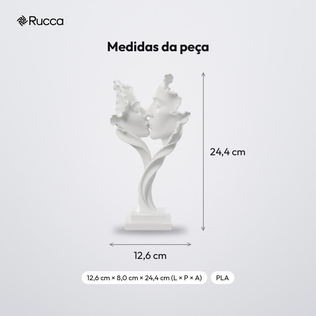 Escultura Beijo Abstrato Decorativa 24 cm: medidas