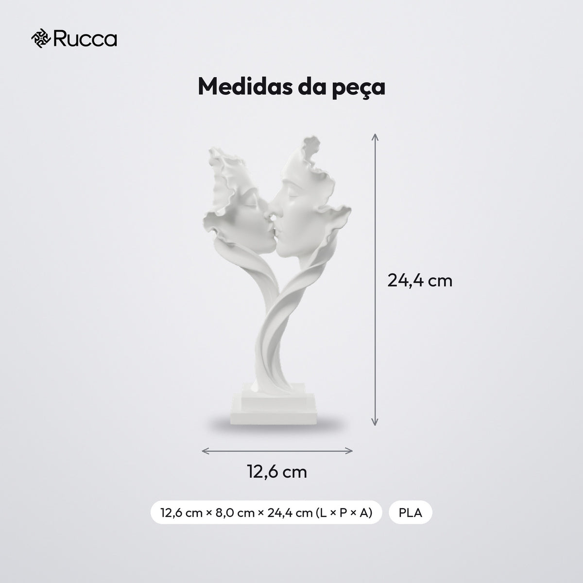 Escultura Beijo Abstrato Decorativa 24 cm: medidas