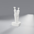 Escultura Casal de Mãos Dadas sobre Coração, Branco