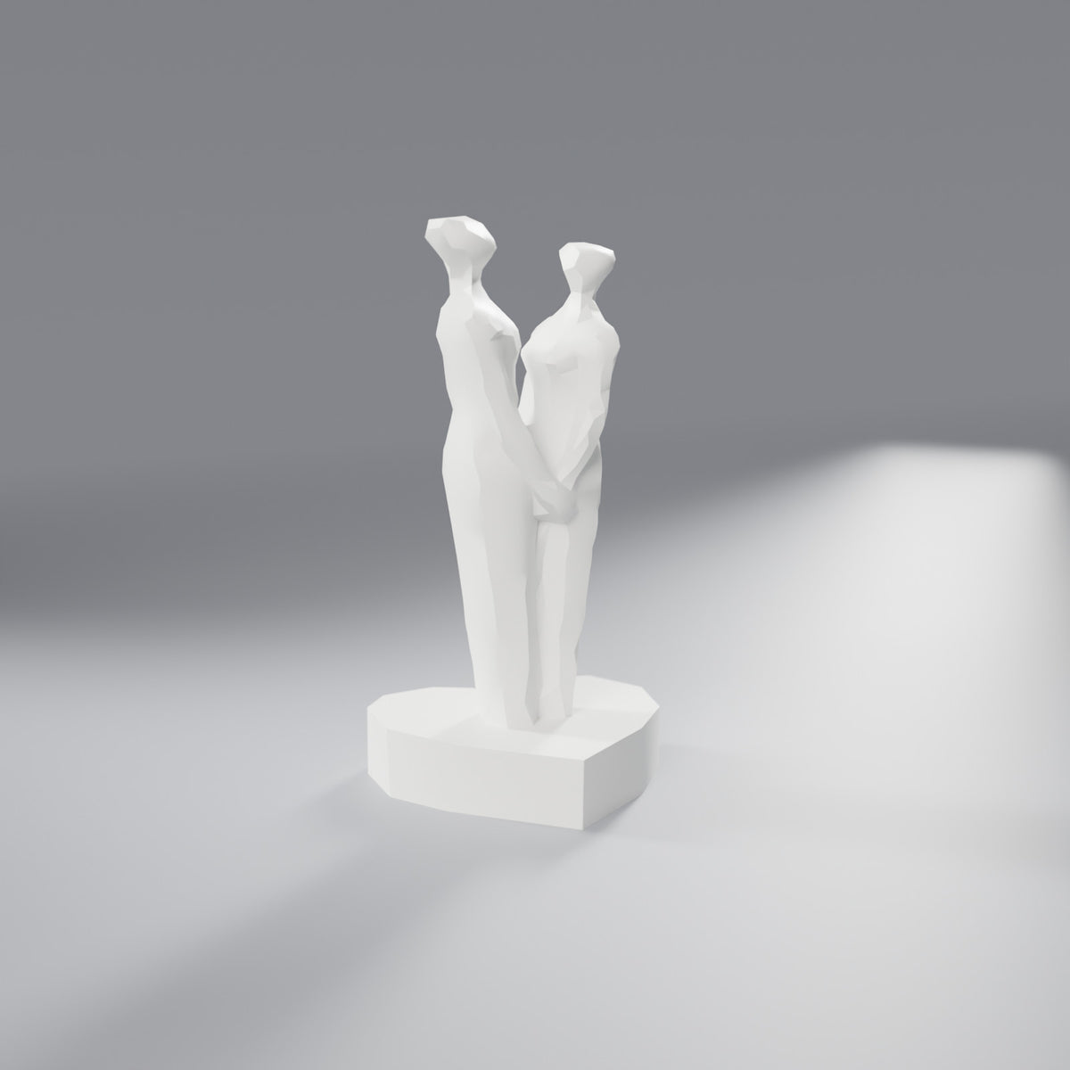 Escultura Casal de Mãos Dadas sobre Coração, Branco