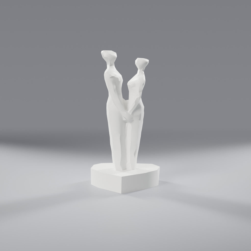 Escultura Casal de Mãos Dadas sobre Coração, vista frontal