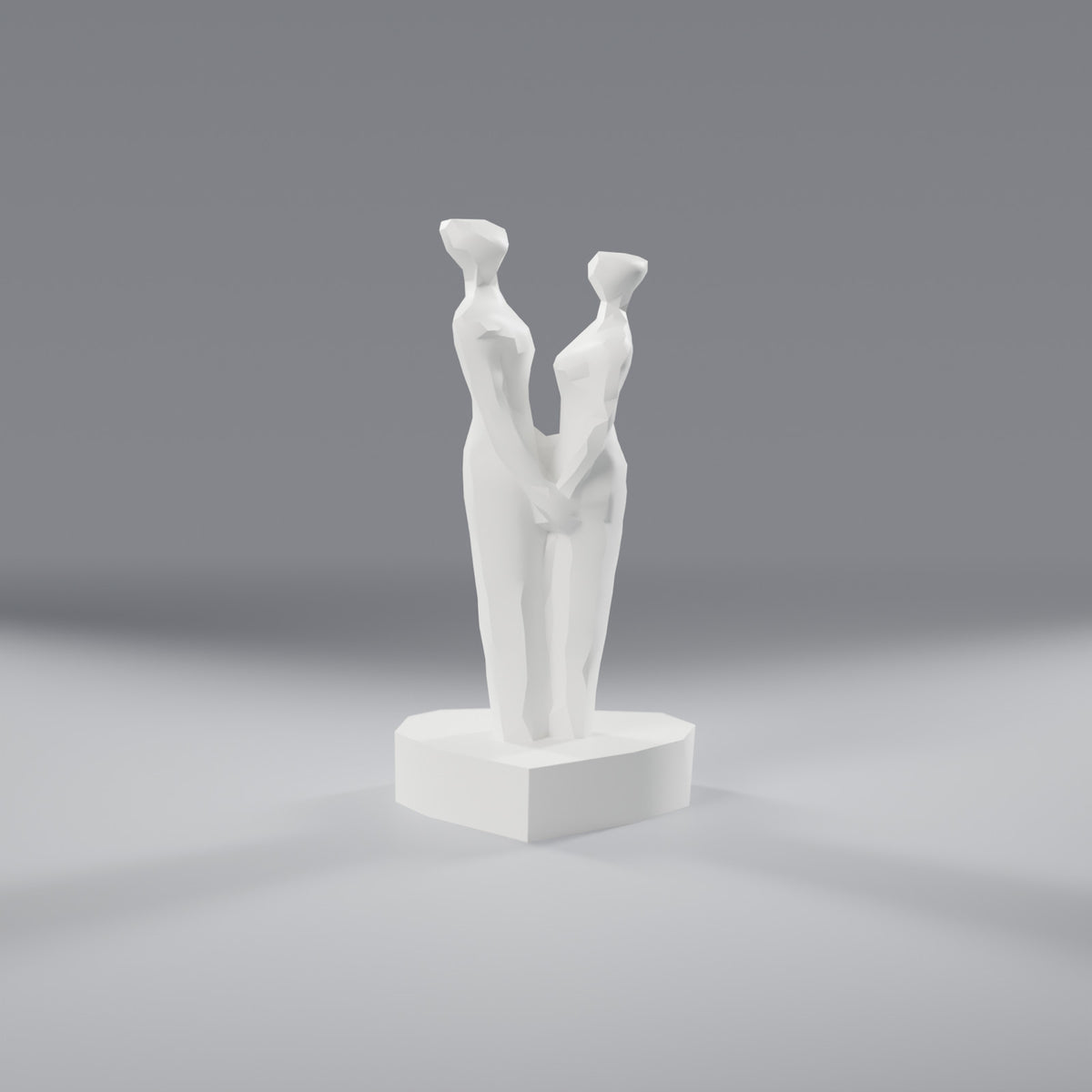 Escultura Casal de Mãos Dadas sobre Coração, vista frontal