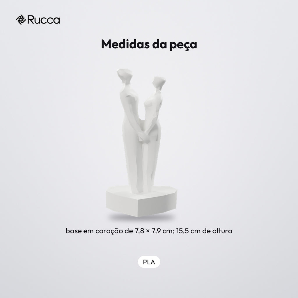 Escultura Casal de Mãos Dadas sobre Coração: medidas