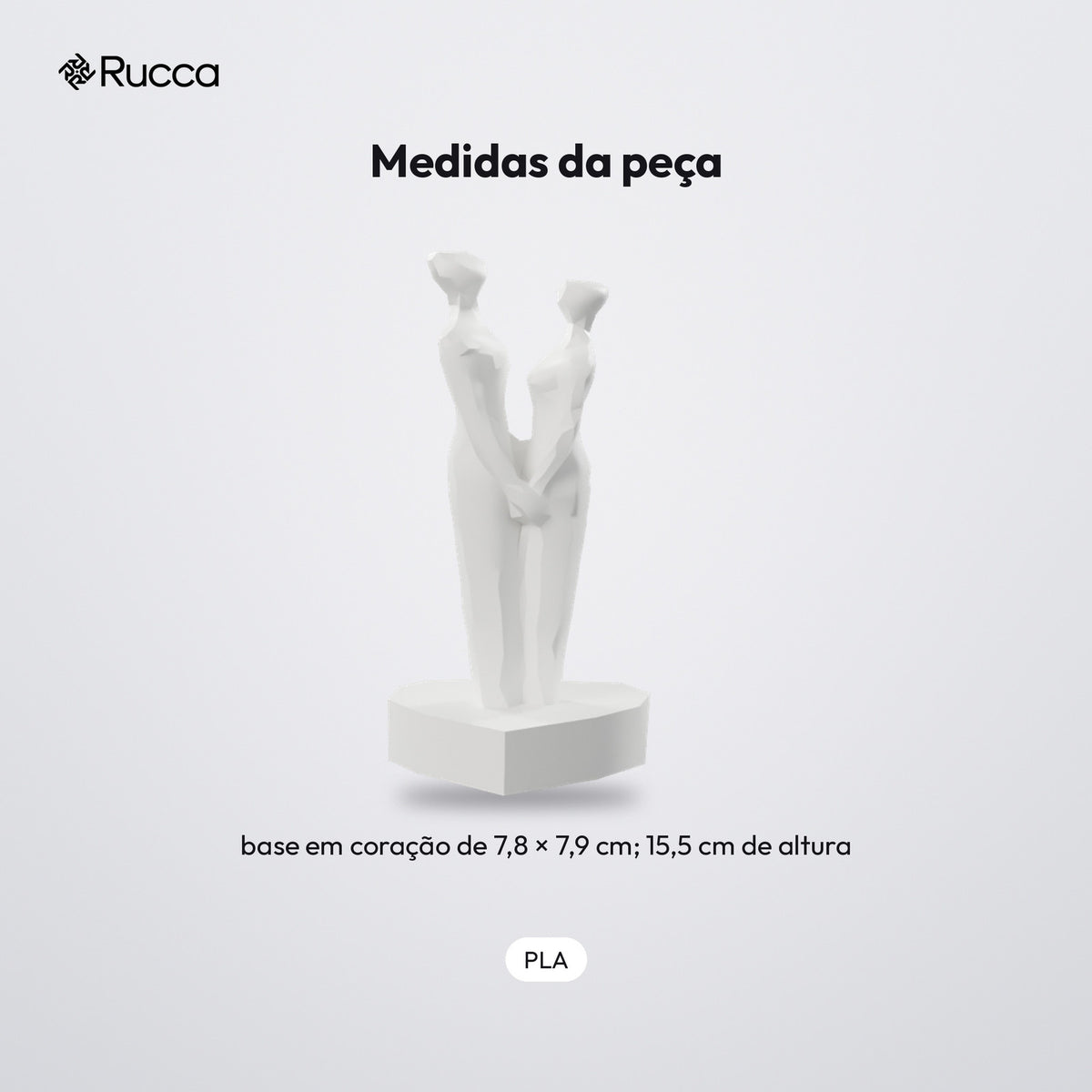 Escultura Casal de Mãos Dadas sobre Coração: medidas