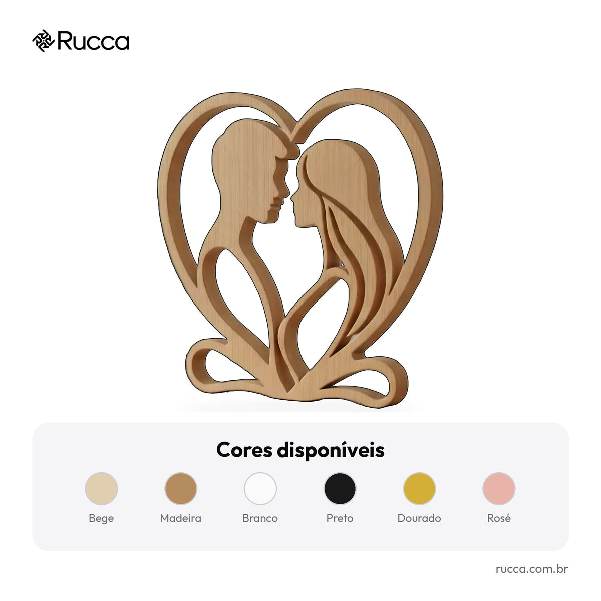 Escultura Casal no Coração — Rucca 3D