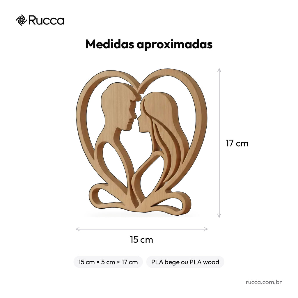 Escultura Casal no Coração — Rucca 3D