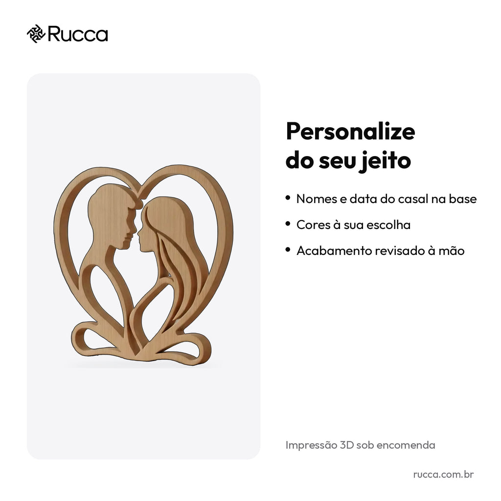 Escultura Casal no Coração — Rucca 3D