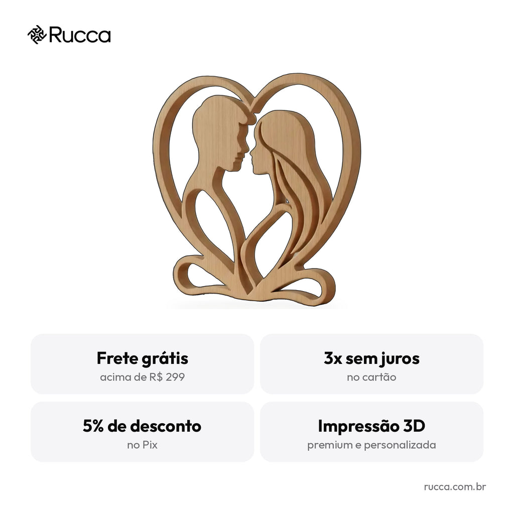 Escultura Casal no Coração — Rucca 3D