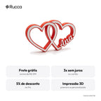 Escultura Corações Entrelaçados com Nomes do Casal — Rucca 3D
