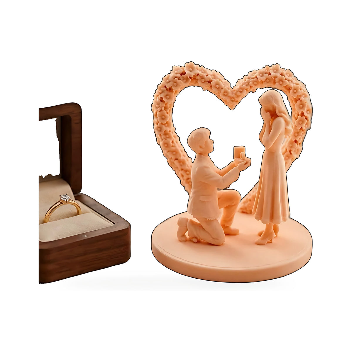Escultura Pedido de Casamento sob Arco de Coração — Rucca 3D