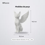 Estátua Memorial Gato Anjo com Asas 14 cm: medidas