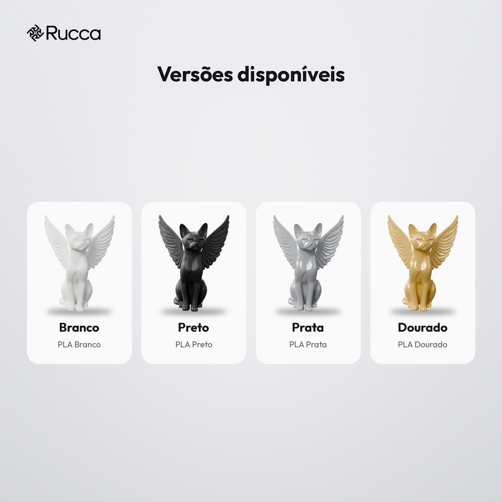 Estátua Memorial Gato Anjo com Asas 14 cm: versões disponíveis