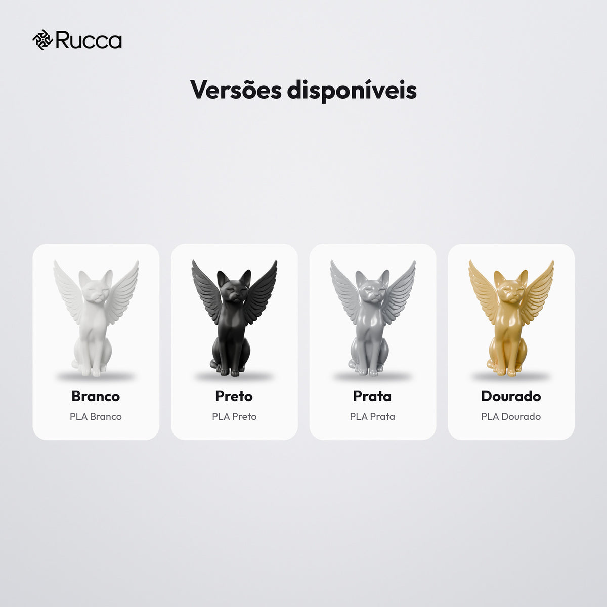 Estátua Memorial Gato Anjo com Asas 14 cm: versões disponíveis