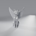 Estátua Memorial Gato Anjo com Asas 14 cm, Prata