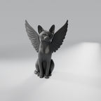 Estátua Memorial Gato Anjo com Asas 14 cm, Preto