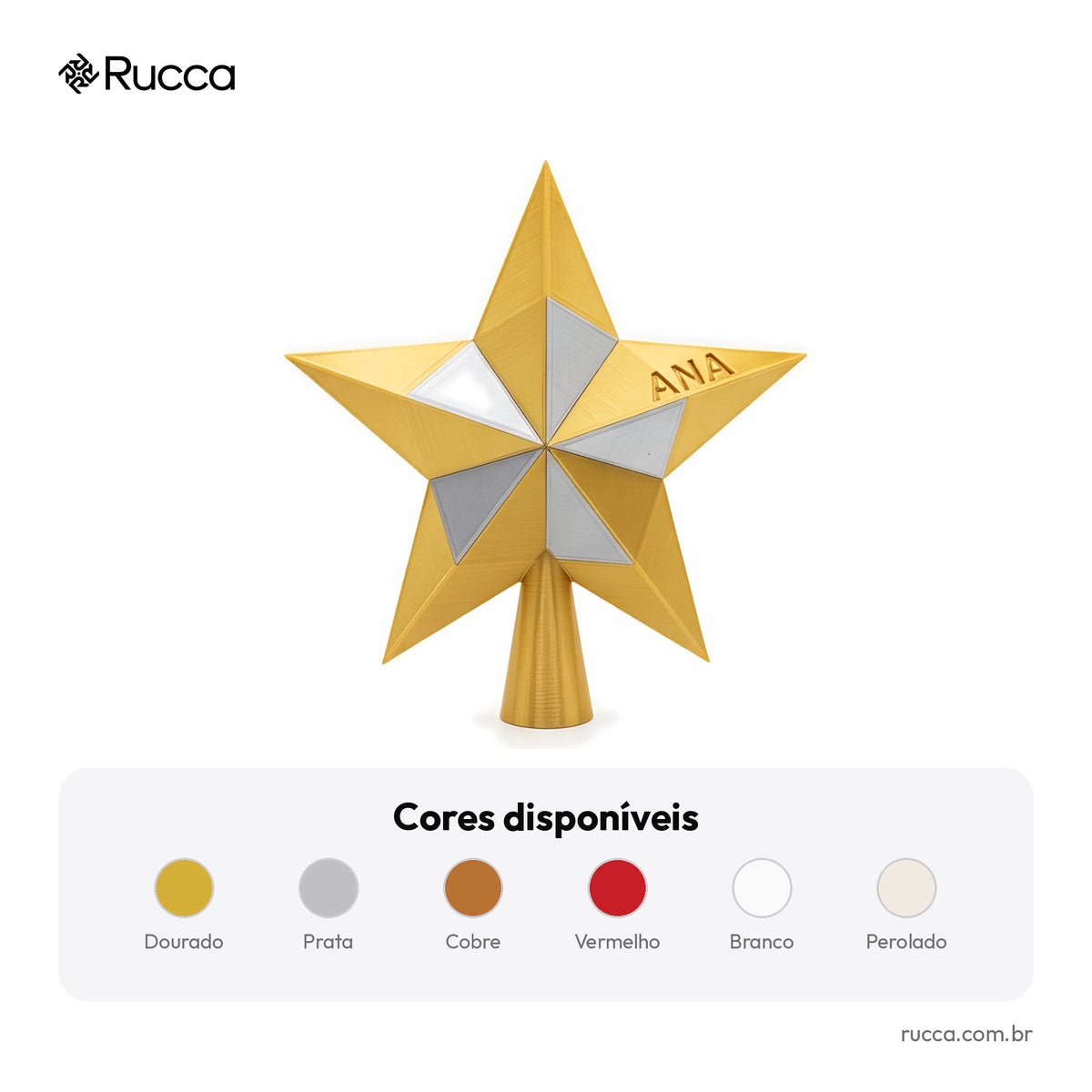 Estrela Ponteira Geométrica para Árvore de Natal — Rucca 3D