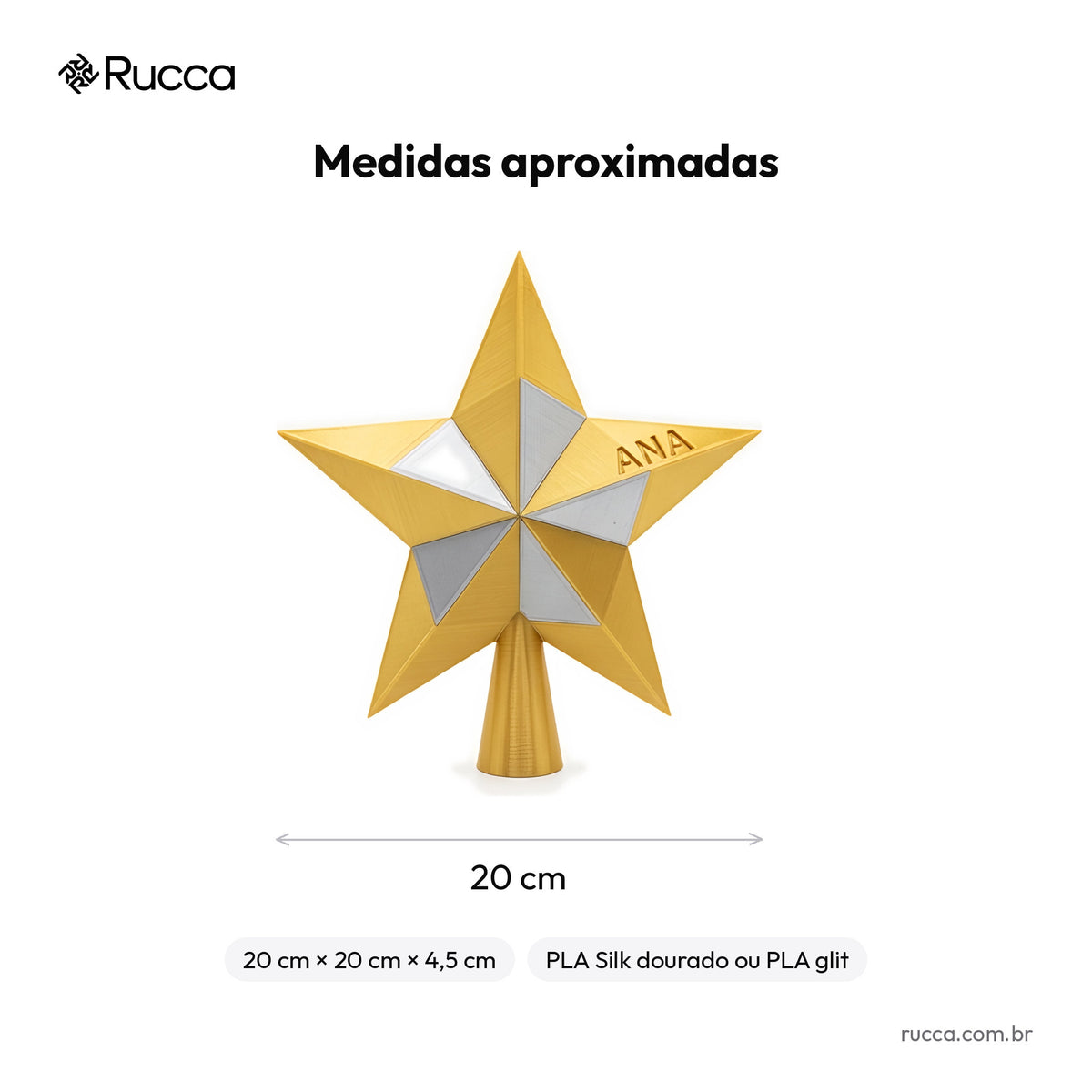 Estrela Ponteira Geométrica para Árvore de Natal — Rucca 3D