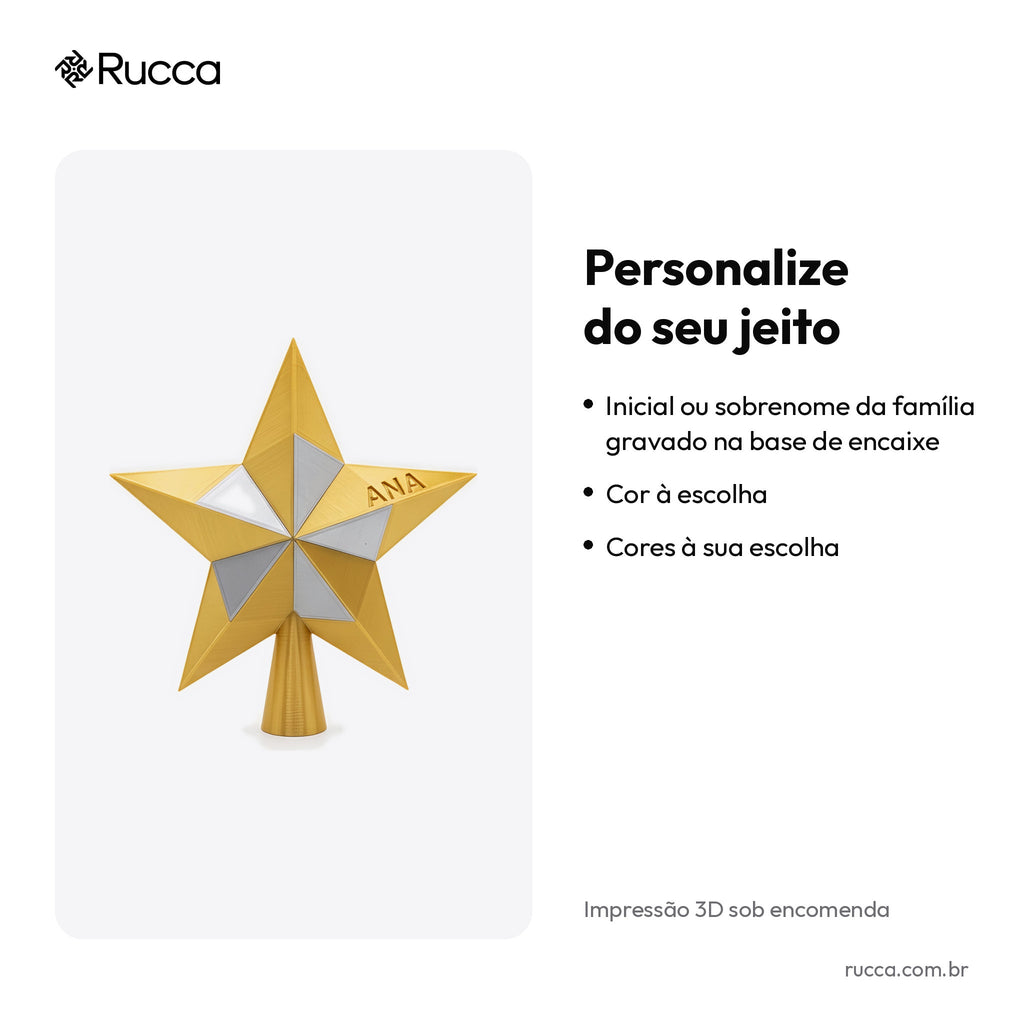 Estrela Ponteira Geométrica para Árvore de Natal — Rucca 3D