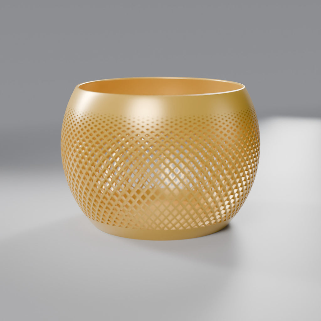 Fruteira Decorativa Vazada em Trama 14,4 cm, Dourado