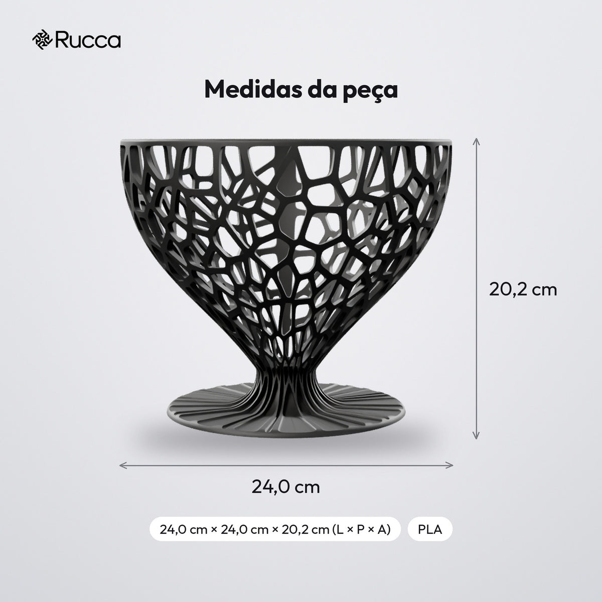 Fruteira Orgânica Vazada Eleganza 24 cm: medidas