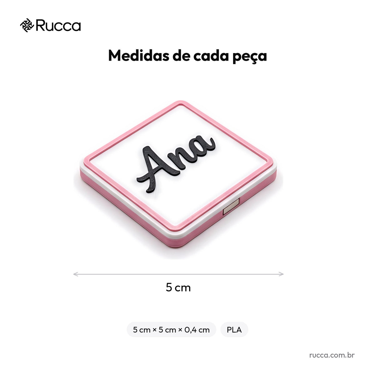 Ímã de geladeira personalizado com nome e data — Rucca 3D