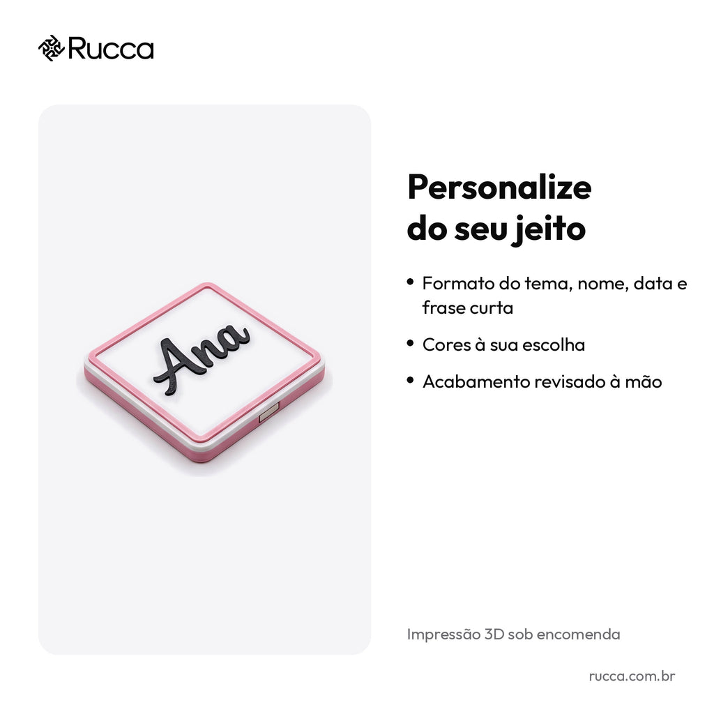 Ímã de geladeira personalizado com nome e data — Rucca 3D
