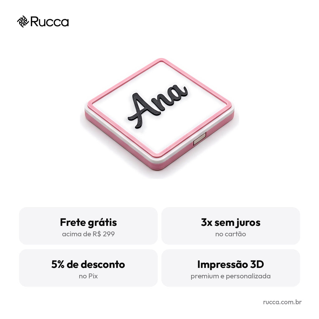 Ímã de geladeira personalizado com nome e data — Rucca 3D