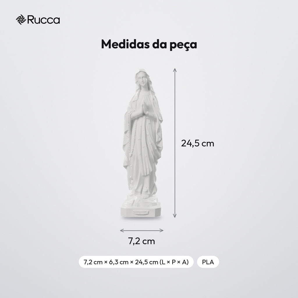 Imagem de Nossa Senhora de Lourdes 24,5 cm: medidas