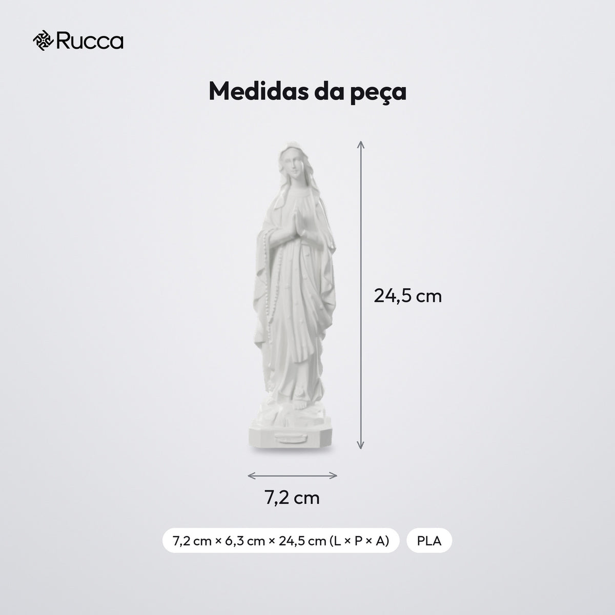 Imagem de Nossa Senhora de Lourdes 24,5 cm: medidas
