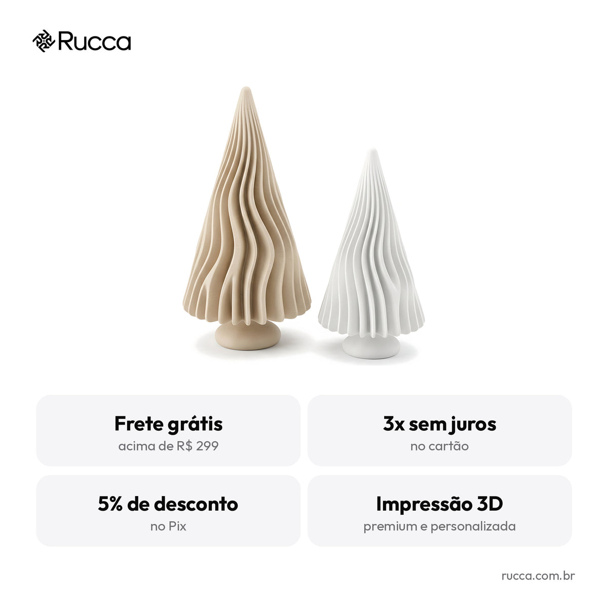 Kit 2 Árvores de Natal Japandi — Rucca 3D
