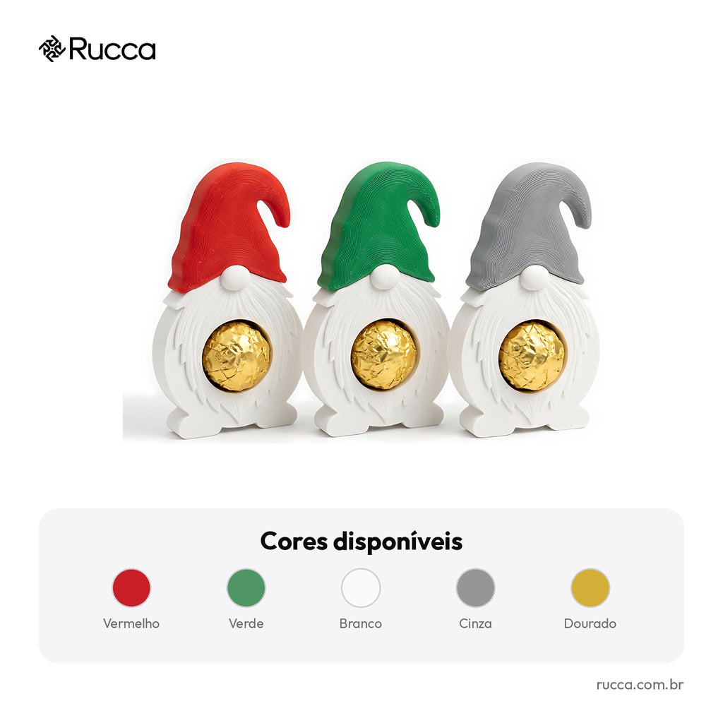 Kit 3 Gnomos de Natal Porta-Bombom — Rucca 3D