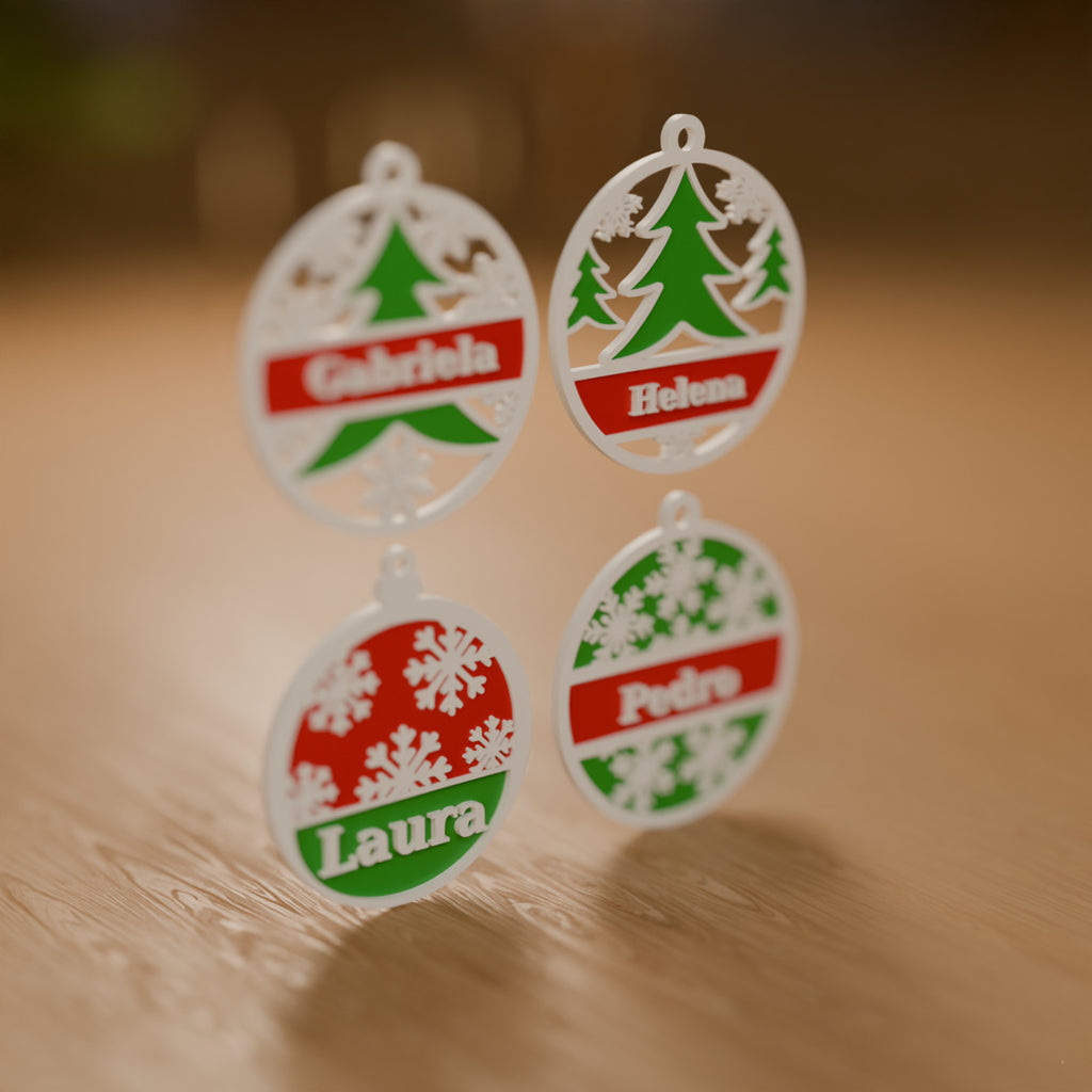 Kit 4 Enfeites de Natal Personalizados com Nome, detalhe