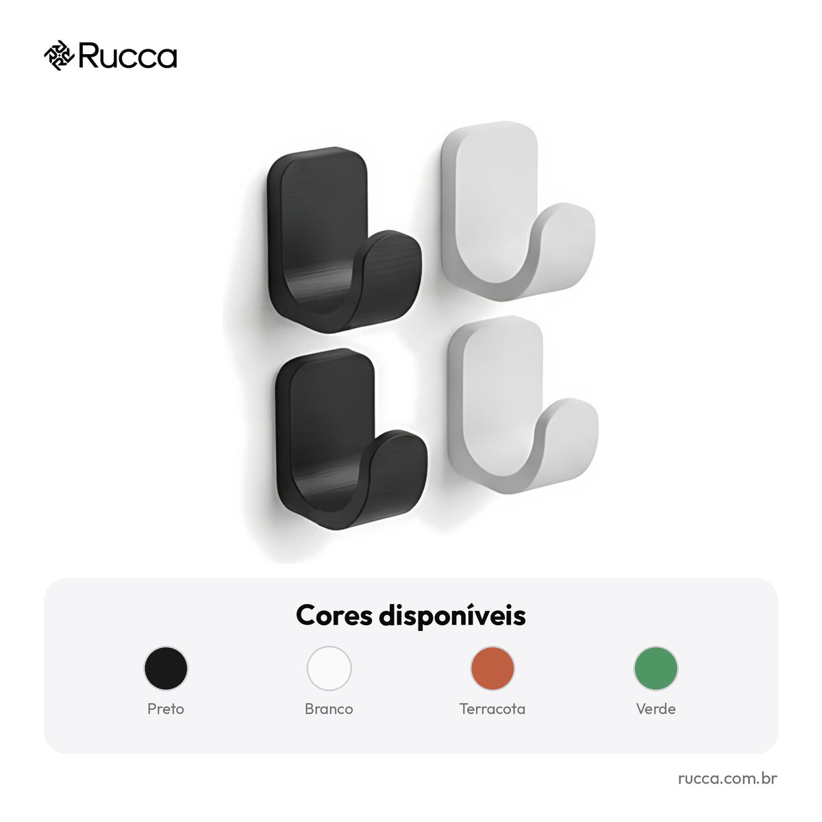 Kit 4 Ganchos de Parede Minimalistas — Rucca 3D