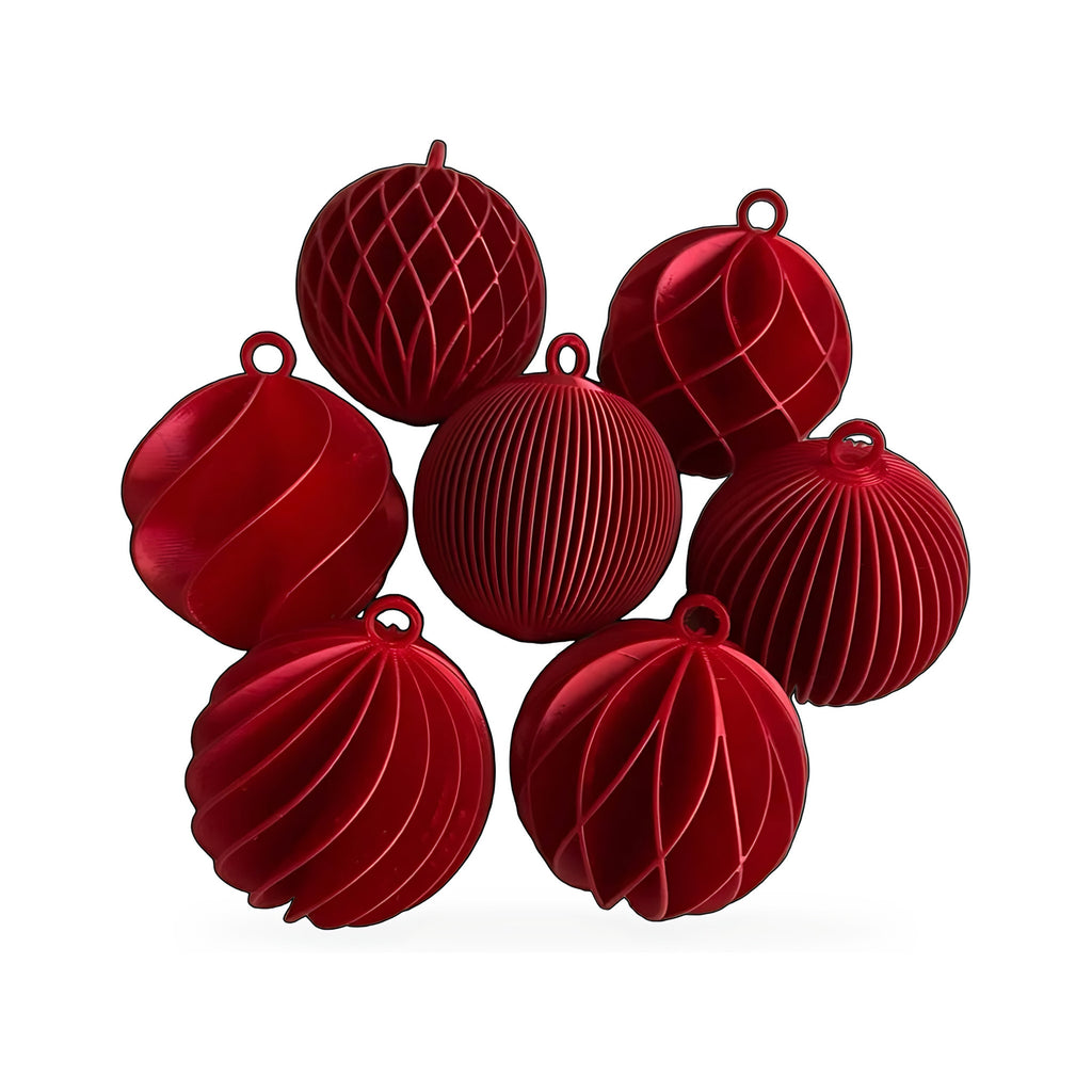 Kit 6 Bolas de Natal Paramétricas Vermelhas — Rucca 3D