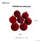 Kit 6 Bolas de Natal Paramétricas Vermelhas — Rucca 3D