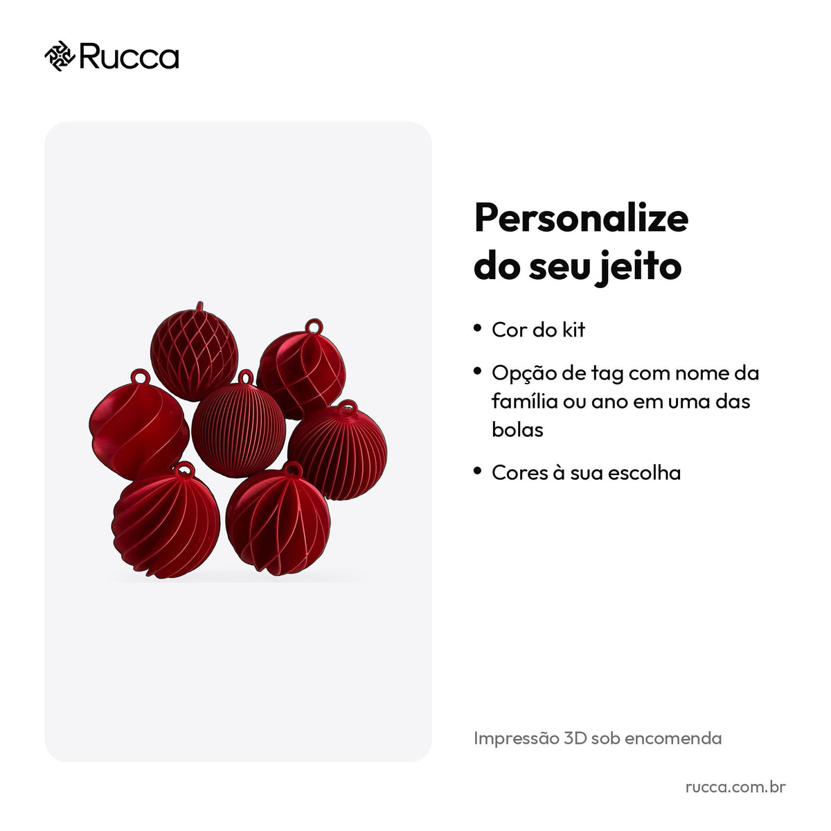 Kit 6 Bolas de Natal Paramétricas Vermelhas — Rucca 3D