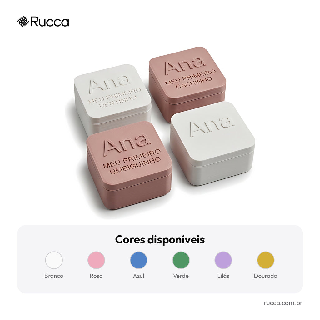 Kit caixinhas Meu Primeiro Dentinho, Cachinho e Umbiguinho — Rucca 3D
