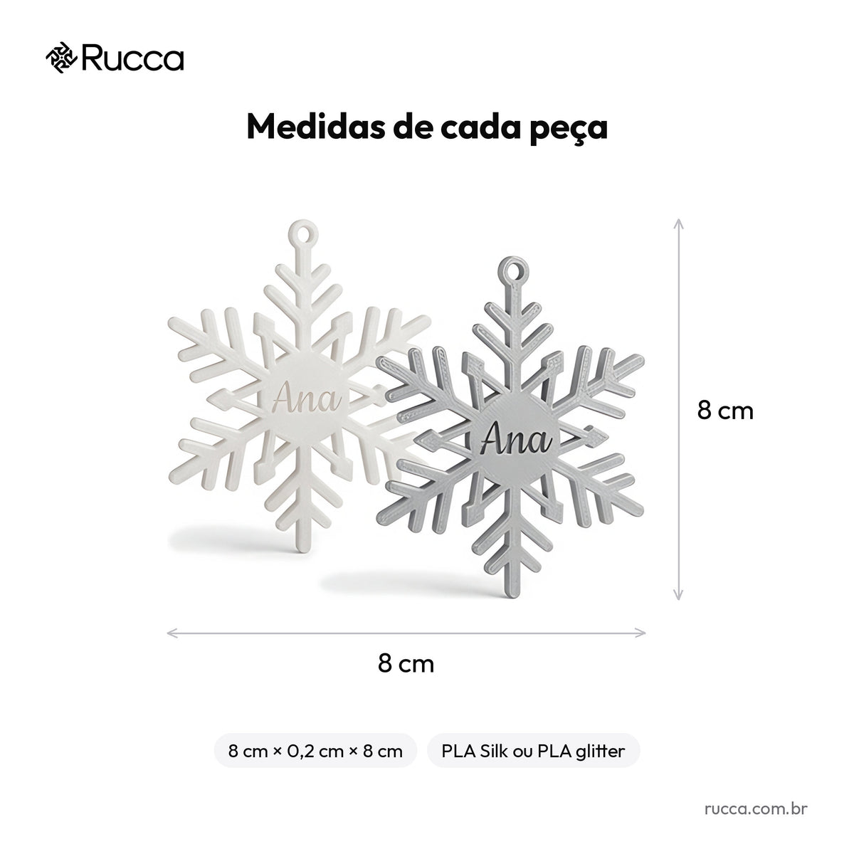 Kit Flocos de Neve para Árvore (12 Peças) — Rucca 3D