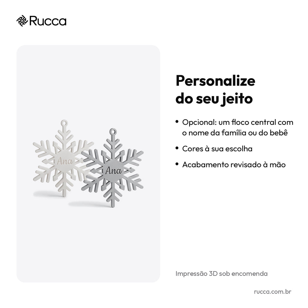 Kit Flocos de Neve para Árvore (12 Peças) — Rucca 3D