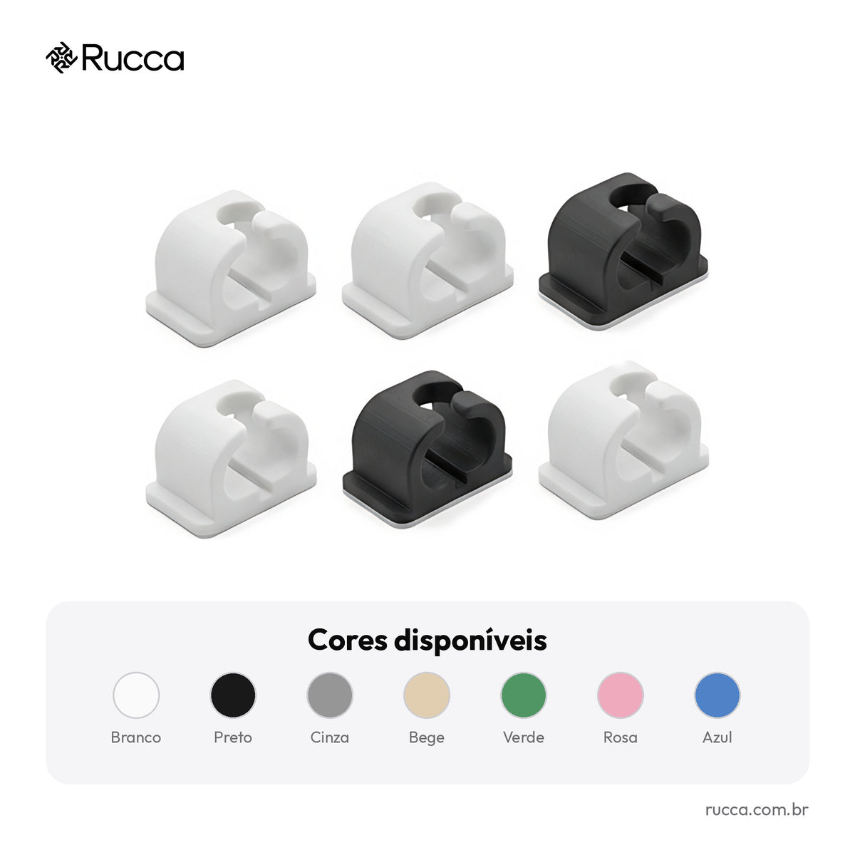Kit organizador de cabos para mesa (6 clipes) — Rucca 3D