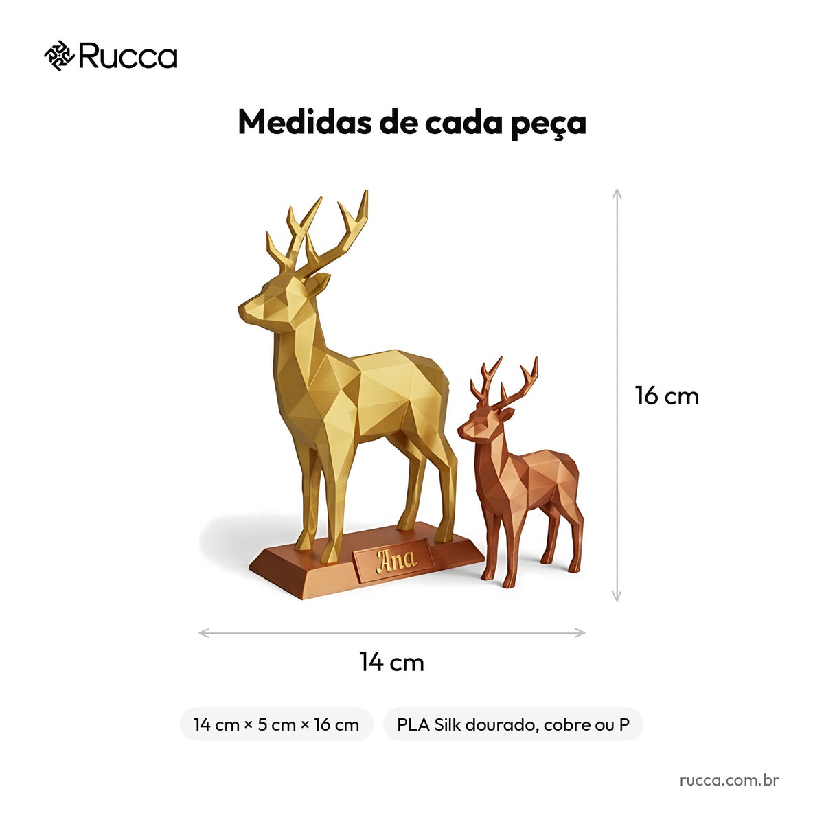 Kit Renas Low-Poly de Mesa (2 Peças) — Rucca 3D