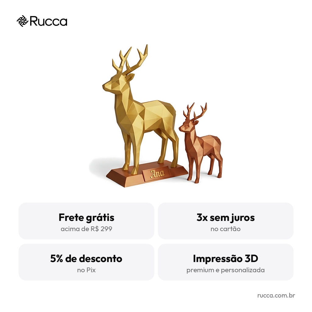 Kit Renas Low-Poly de Mesa (2 Peças) — Rucca 3D