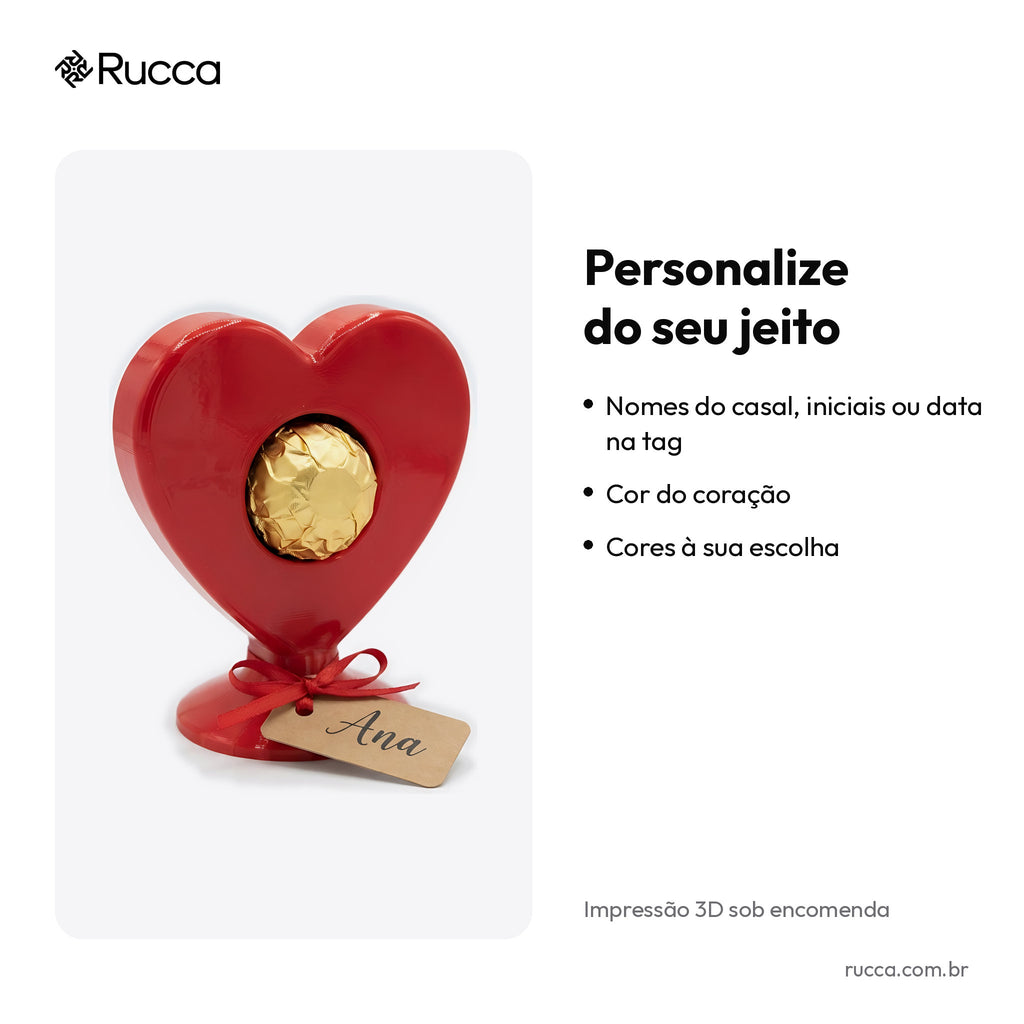 Lembrancinha Coração Porta-Bombom com Nome — personalização