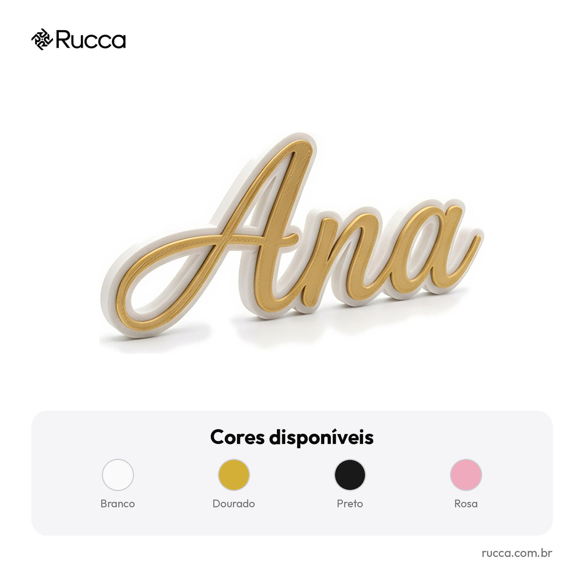 Letreiro de Nome 3D em Letra Cursiva — Rucca 3D