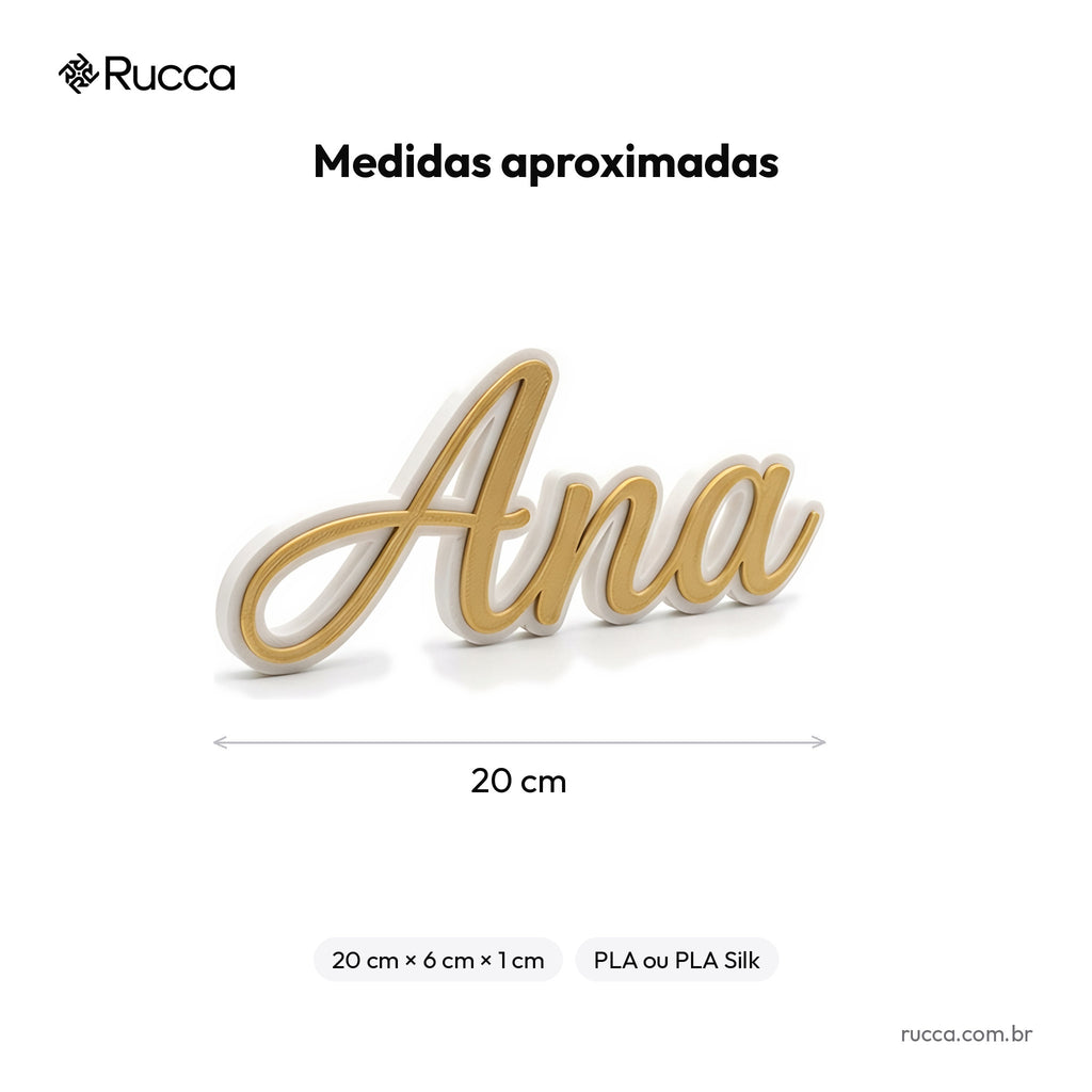 Letreiro de Nome 3D em Letra Cursiva — Rucca 3D