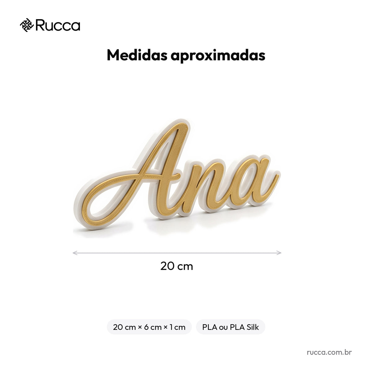Letreiro de Nome 3D em Letra Cursiva — Rucca 3D