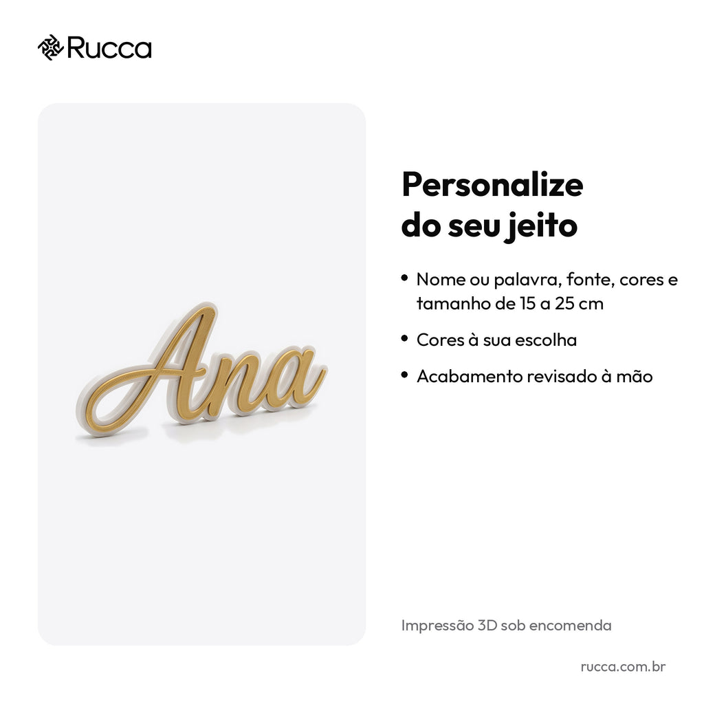 Letreiro de Nome 3D em Letra Cursiva — Rucca 3D