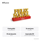 Letreiro Feliz Natal de Mesa com Nome da Família — Rucca 3D